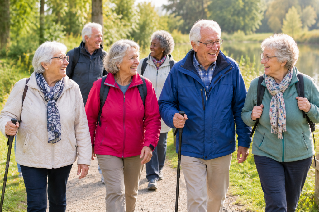 Wandelaars ter ondersteuning van ouderen